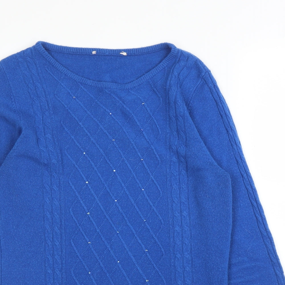 Preworn Womens Blue Argyle/Diamond  Pullover Jumper Size M