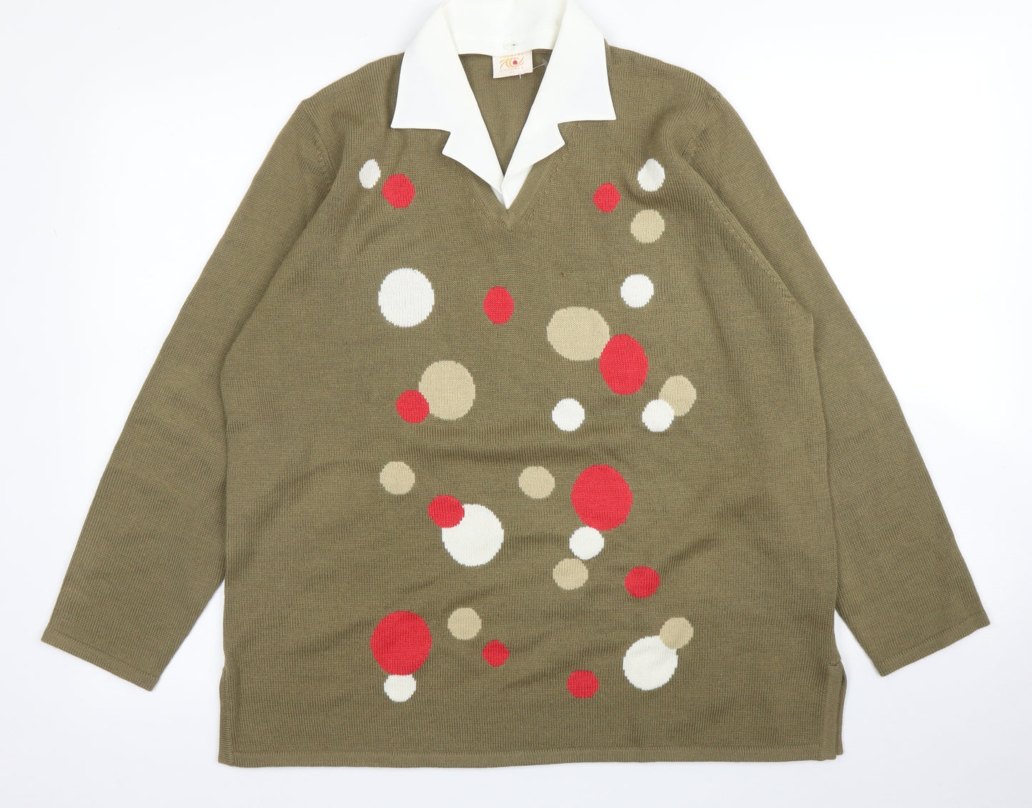 Country Casuals Womens Green Polka Dot  Pullover Jumper Size L
