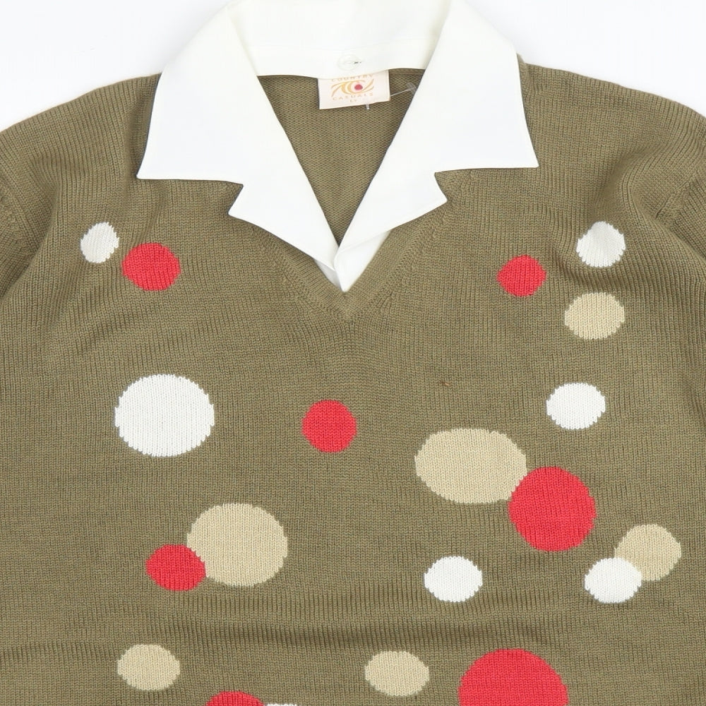 Country Casuals Womens Green Polka Dot  Pullover Jumper Size L