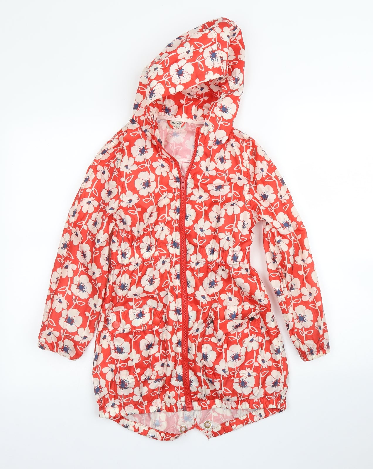 NEXT Girls Red Floral  Rain Coat Coat Size 7 Years