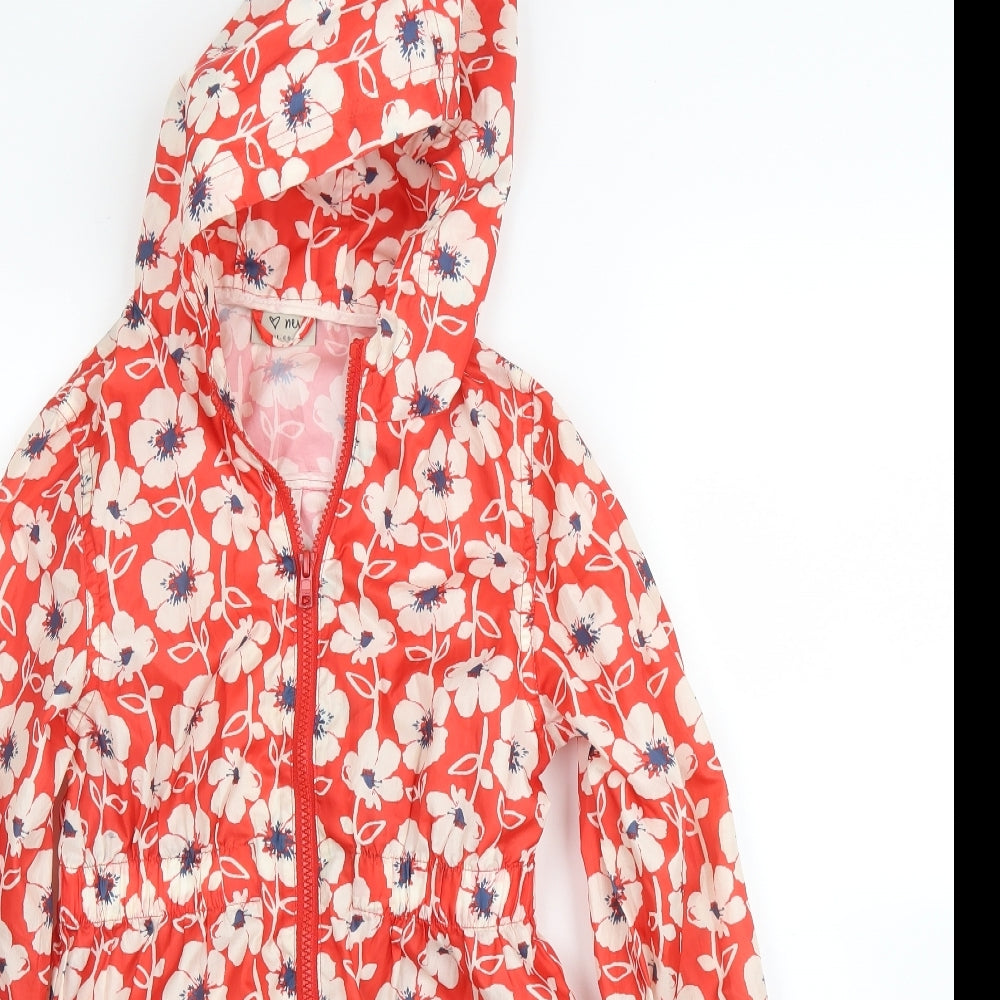 NEXT Girls Red Floral  Rain Coat Coat Size 7 Years