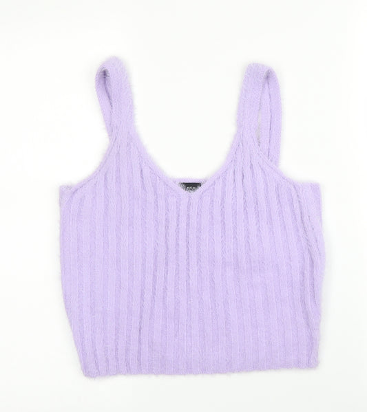 Front view of New Look women’s purple basic tank, size L