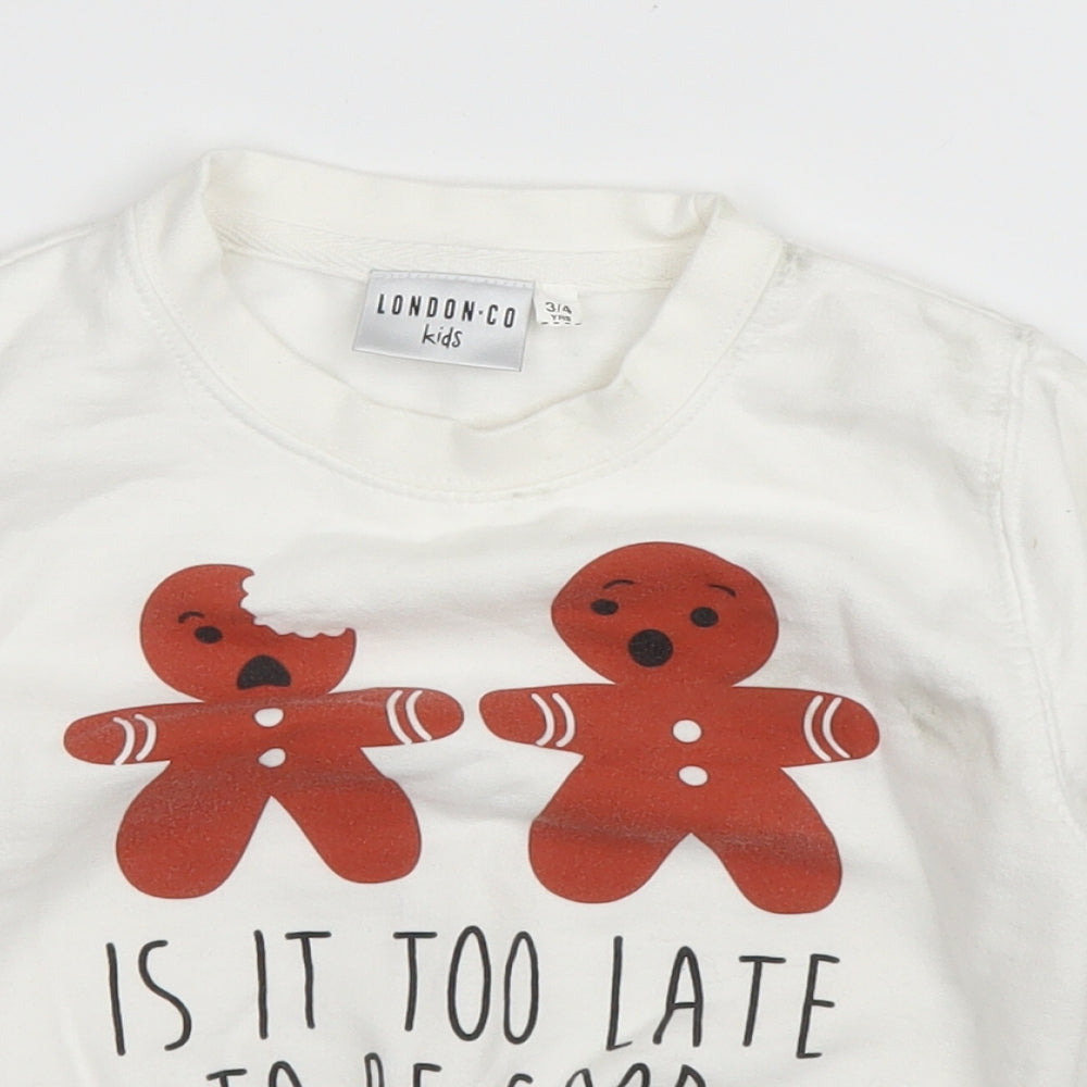 London Co Boys White   Pullover Jumper Size 3 Years
