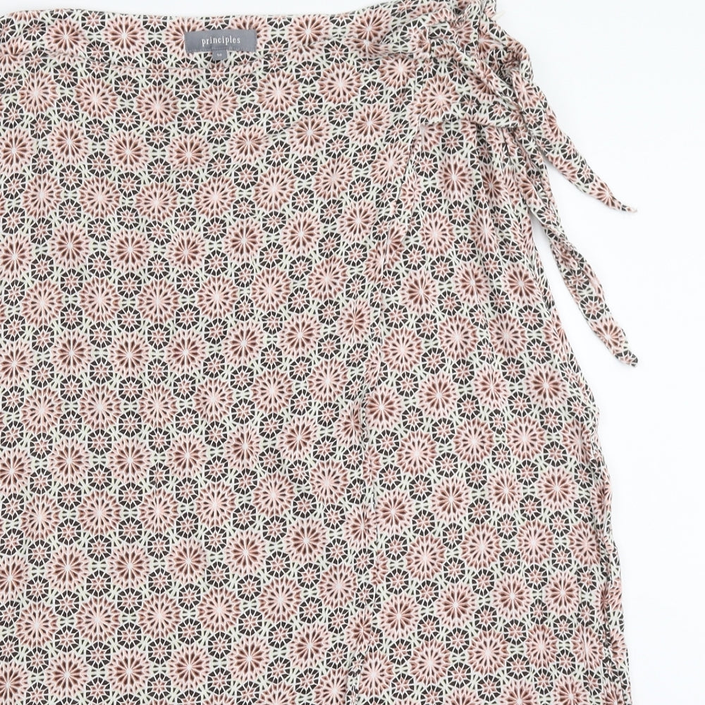 Principles Womens Pink Geometric  Wrap Skirt Size 16