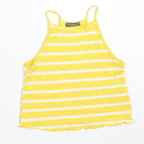 Primark Womens Yellow Striped  Cropped Tank Size 10