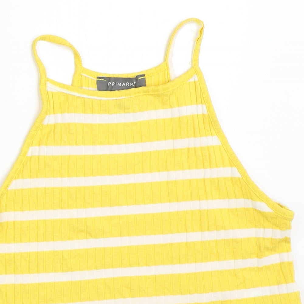 Primark Womens Yellow Striped  Cropped Tank Size 10