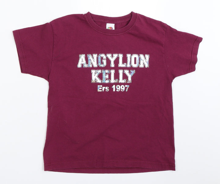 Fruit of the Loom Girls Purple   Basic T-Shirt Size 5-6 Years