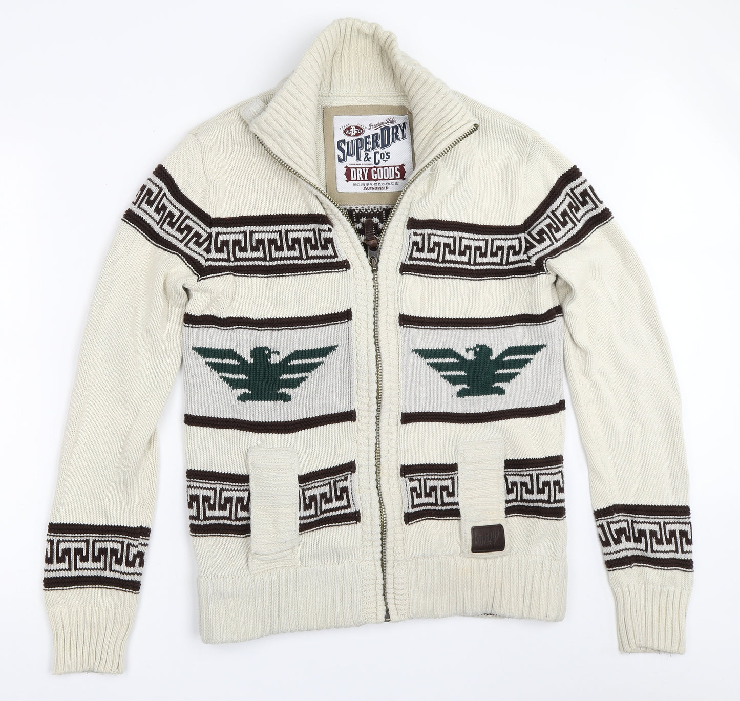 Superdry Mens Ivory   Cardigan Jumper Size M