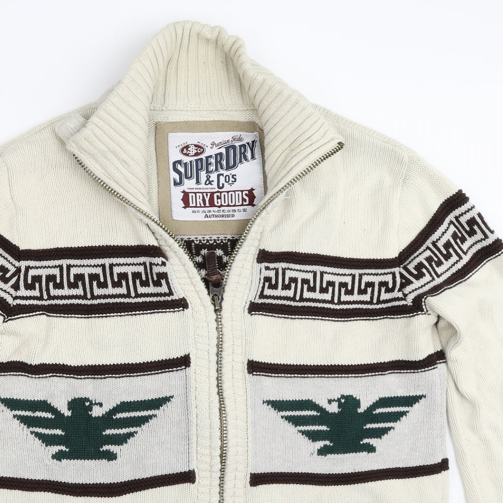 Superdry Mens Ivory   Cardigan Jumper Size M
