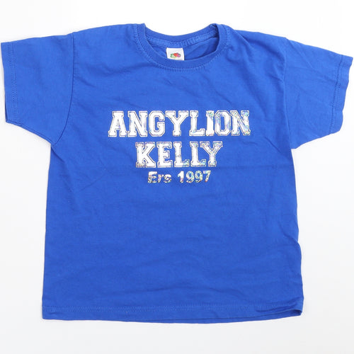 Fruit of the Loom Girls Blue   Basic T-Shirt Size 5-6 Years