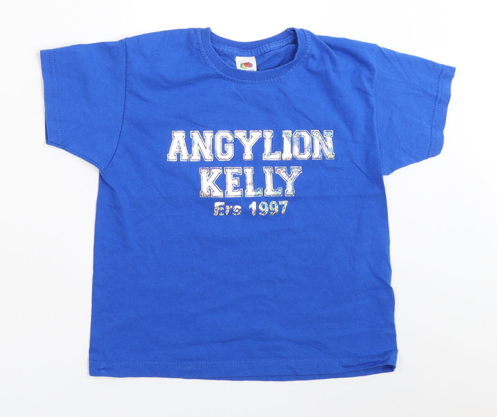 Fruit of the Loom Girls Blue Basic T-Shirt Size 5-6 Years
