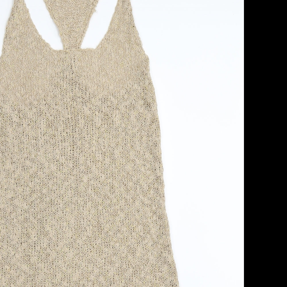 Indian Blue Womens Beige   Basic Tank One Size