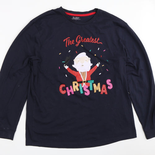 Matalan Mens Blue Solid   Pyjama Top Size L  - christmas