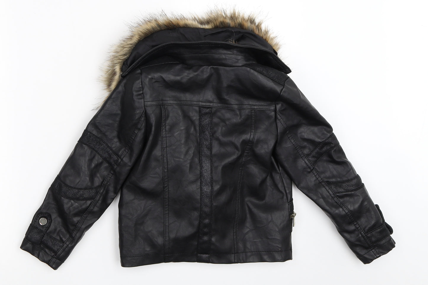 River Island Girls Black   Biker Coat Size 6 Years