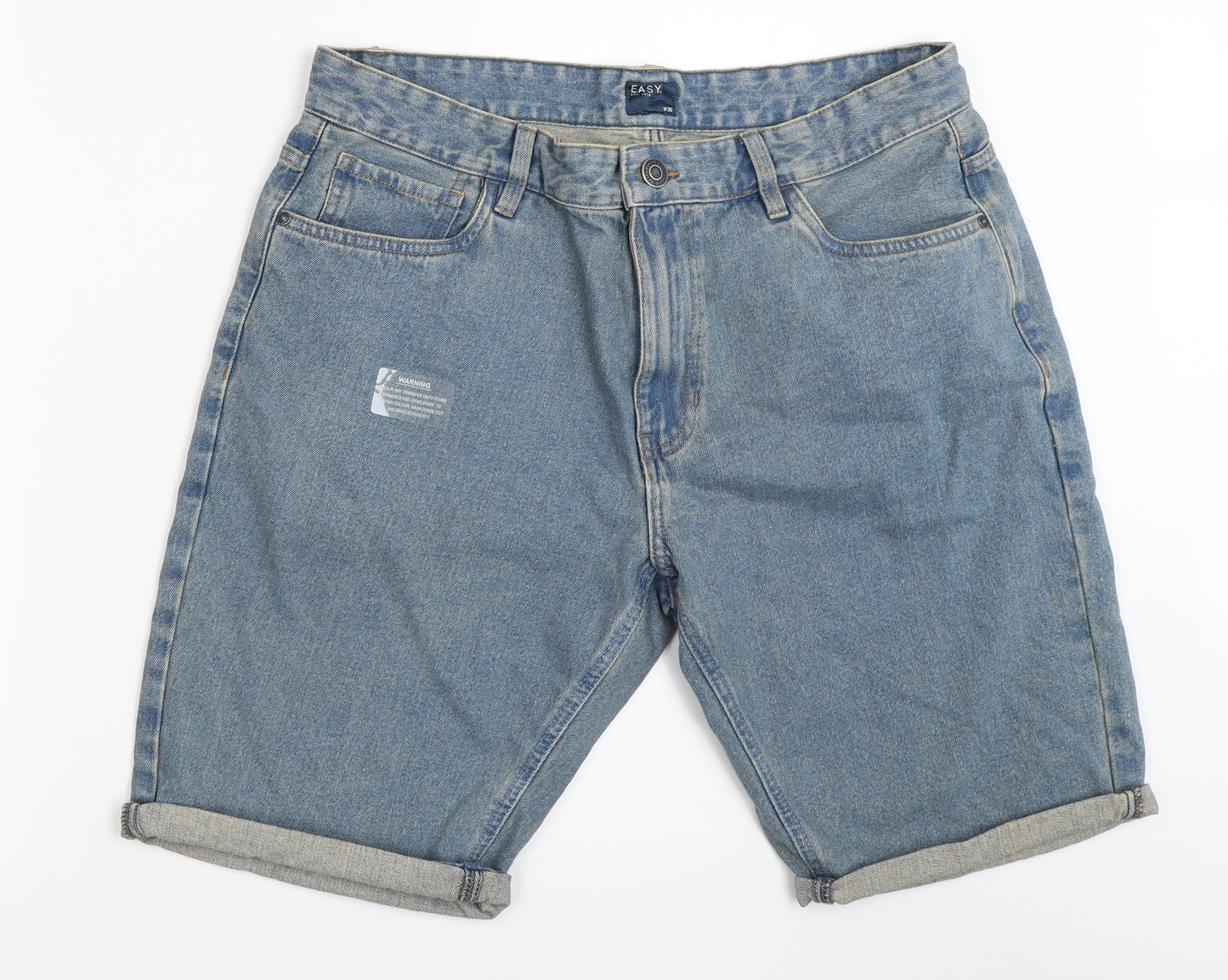 Easy Mens Blue  Denim Bermuda Shorts Size 36 in