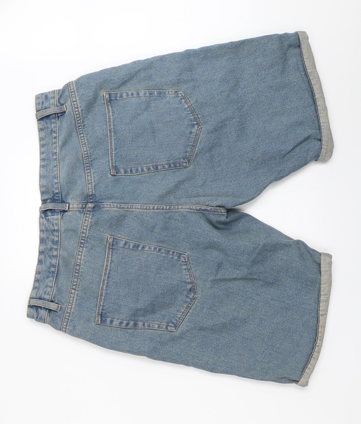 Easy Mens Blue  Denim Bermuda Shorts Size 36 in