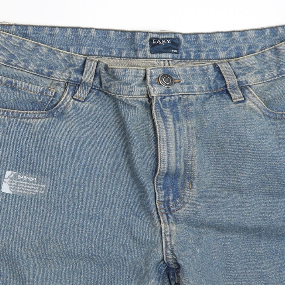 Easy Mens Blue  Denim Bermuda Shorts Size 36 in