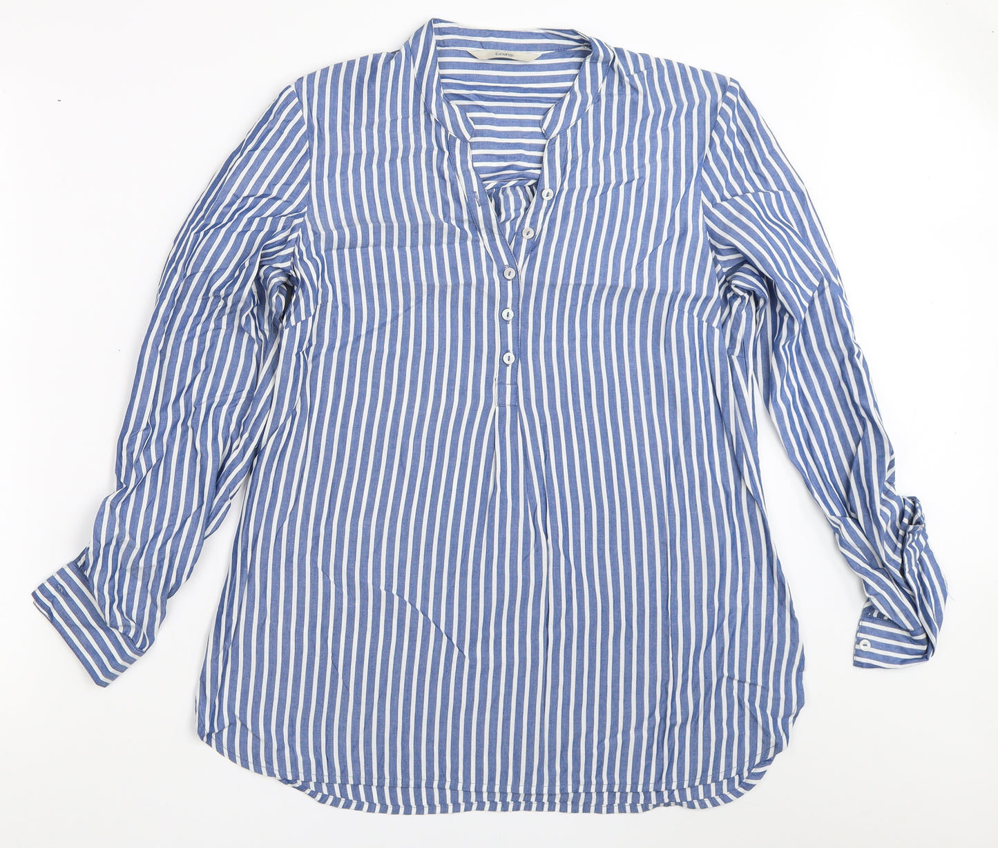 George Womens Blue Striped  Basic Blouse Size 10