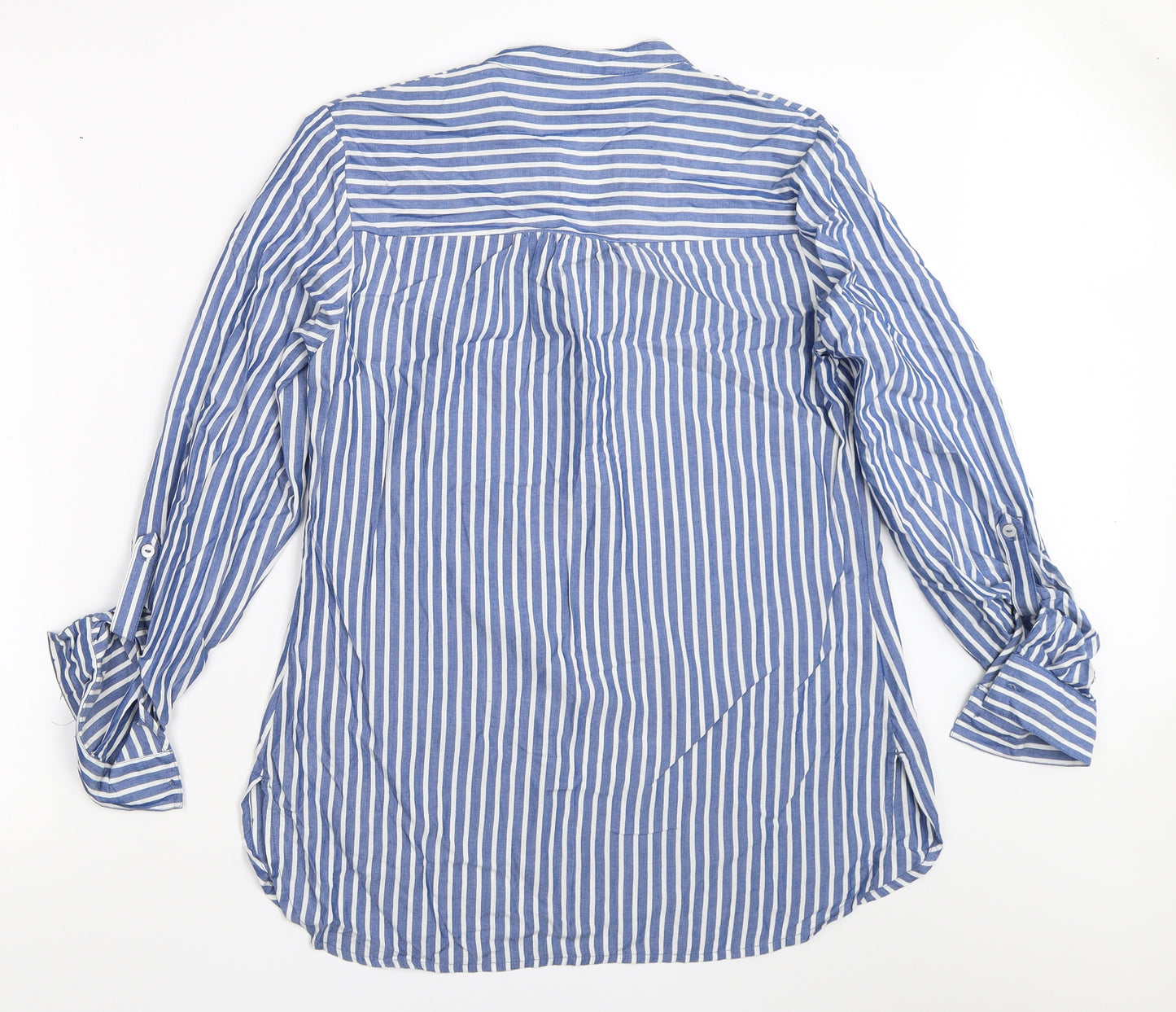 George Womens Blue Striped  Basic Blouse Size 10