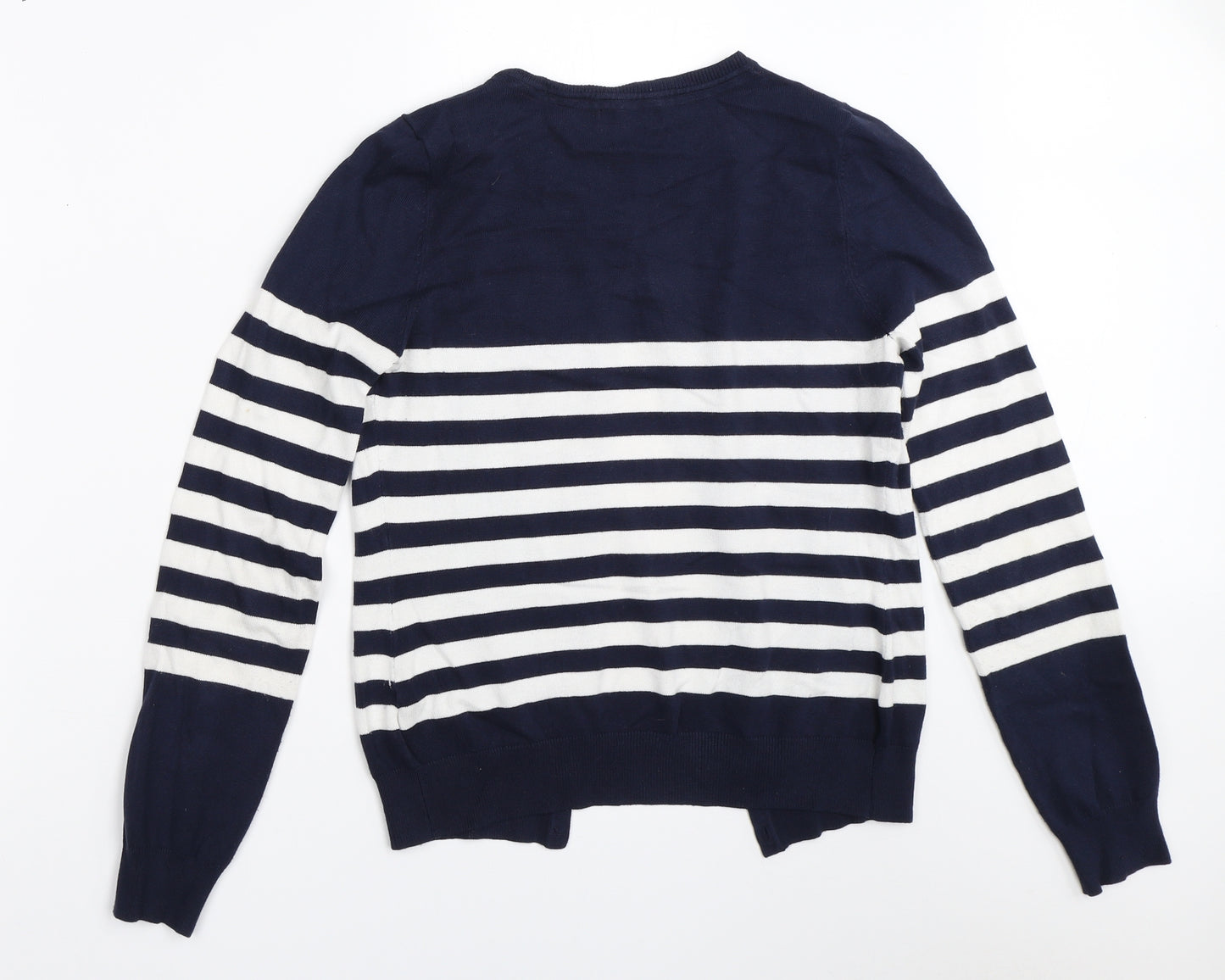 F&F Womens Blue Striped  Cardigan Jumper Size 8