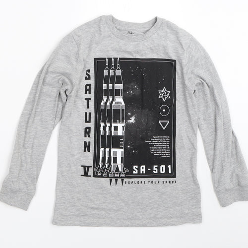 Marks and Spencer Boys Grey   Basic T-Shirt Size 7-8 Years