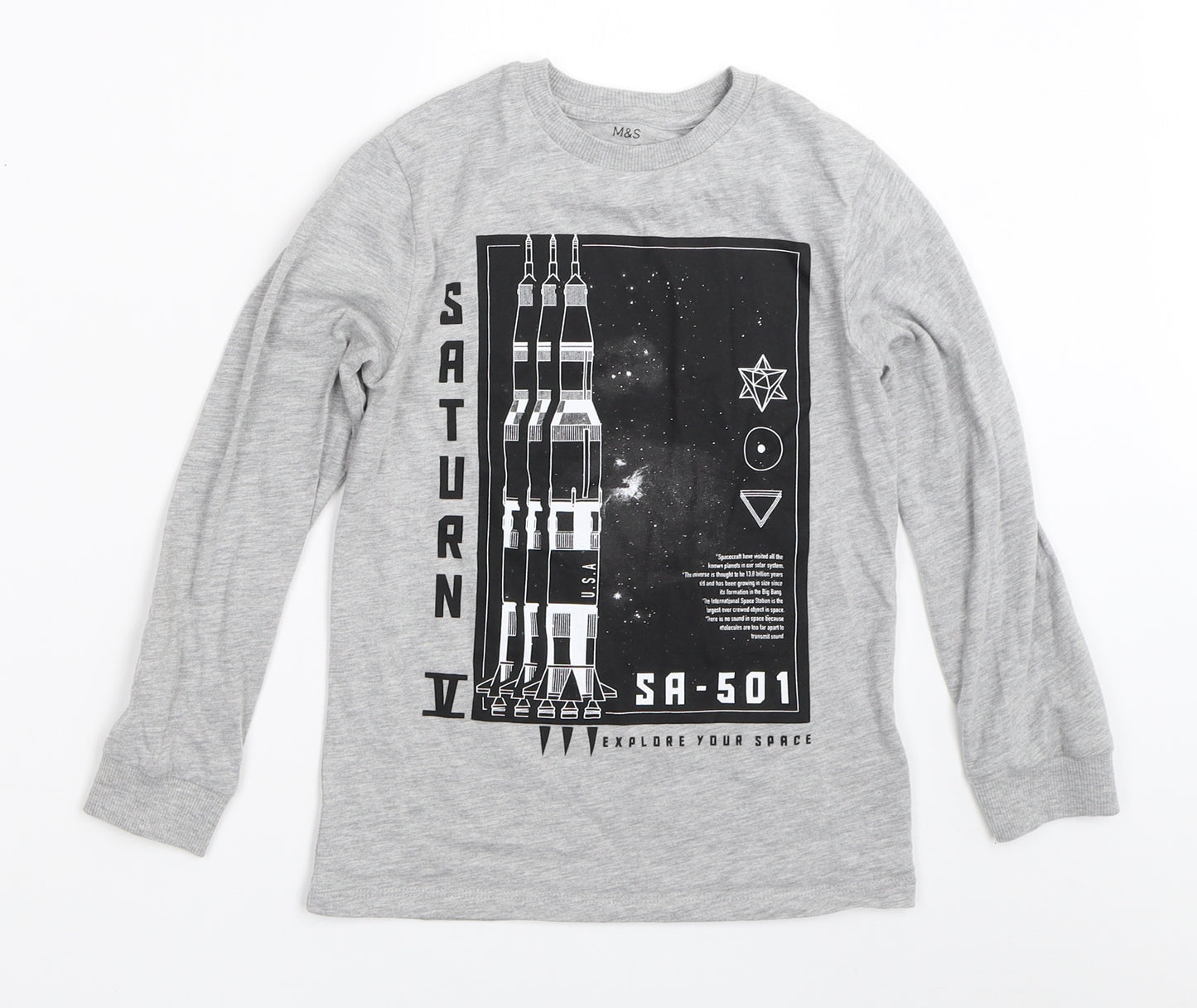 Marks and Spencer Boys Grey   Basic T-Shirt Size 7-8 Years