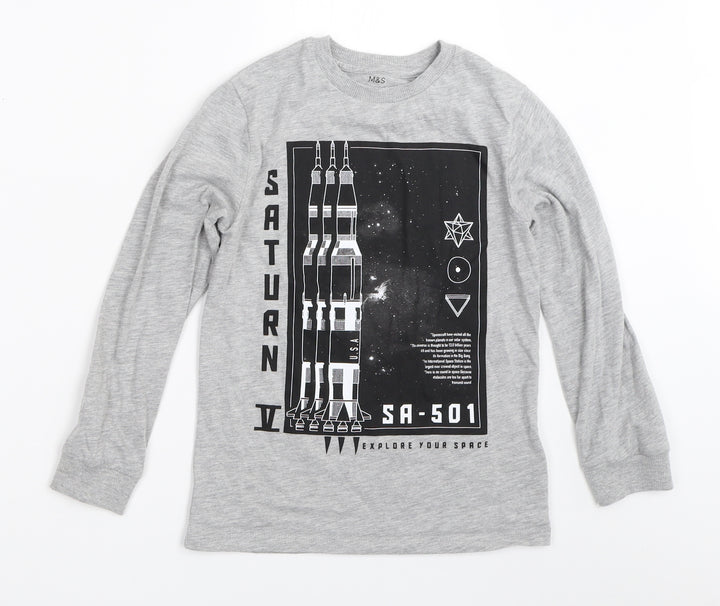 Marks and Spencer Boys Grey   Basic T-Shirt Size 7-8 Years