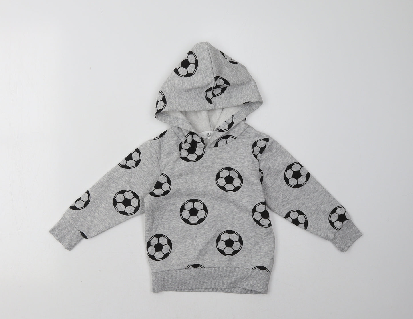 H&M Boys Grey Polka Dot  Pullover Hoodie Size 2 Years