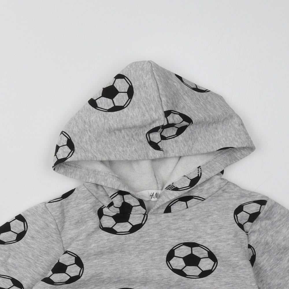 H&M Boys Grey Polka Dot  Pullover Hoodie Size 2 Years