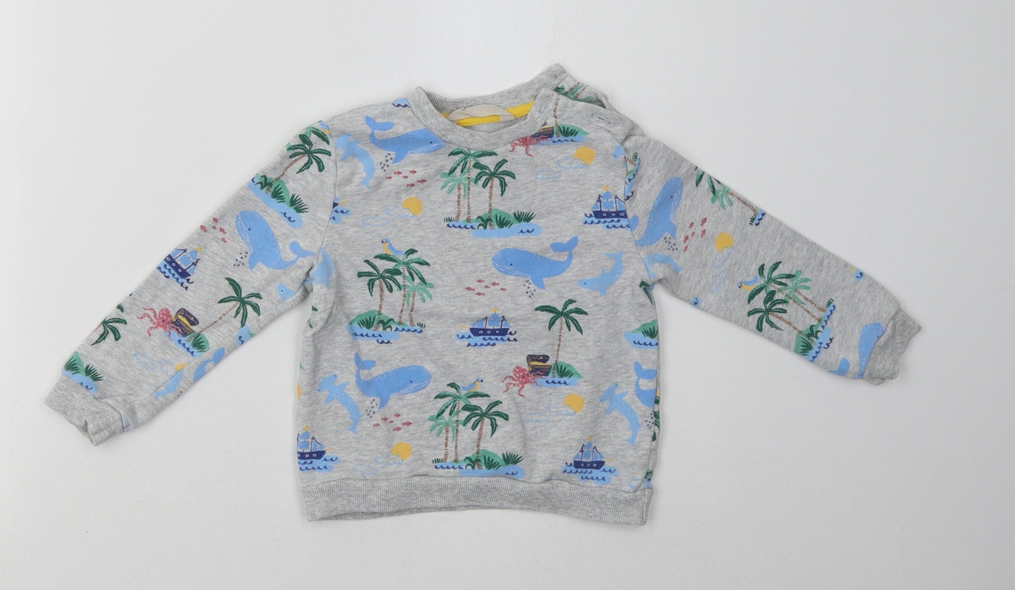 John Lewis Boys Grey Polka Dot  Pullover Sweatshirt Size 2-3 Years