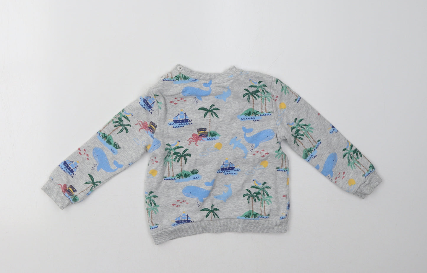 John Lewis Boys Grey Polka Dot  Pullover Sweatshirt Size 2-3 Years
