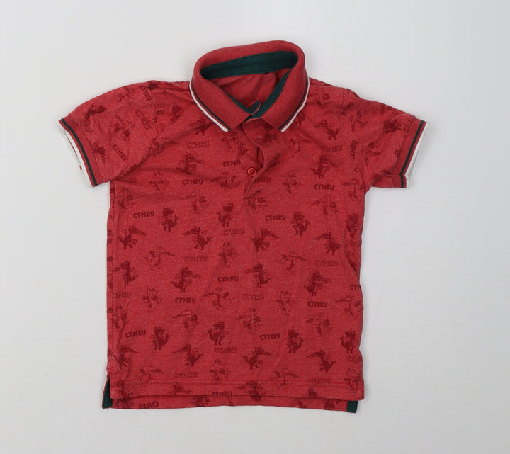 George Boys Red   Basic Polo Size 2 Years  - welsh