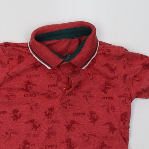 George Boys Red   Basic Polo Size 2 Years  - welsh