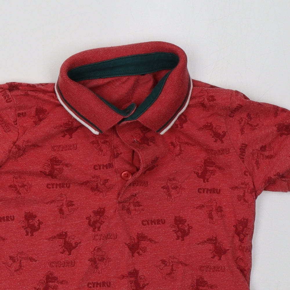 George Boys Red   Basic Polo Size 2 Years  - welsh