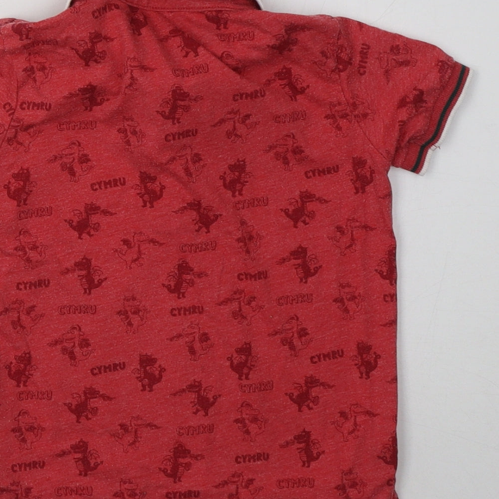George Boys Red   Basic Polo Size 2 Years  - welsh