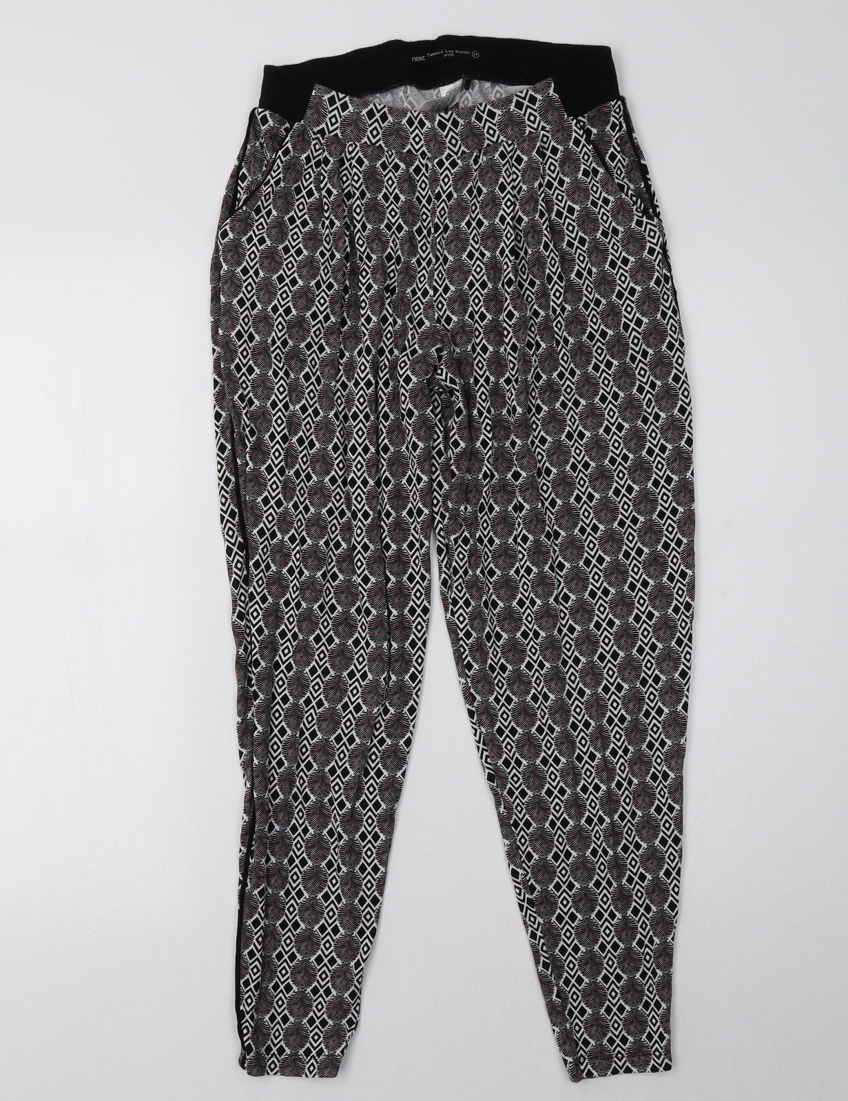 NEXT Womens Black Geometric  Trousers  Size 8 L28 in