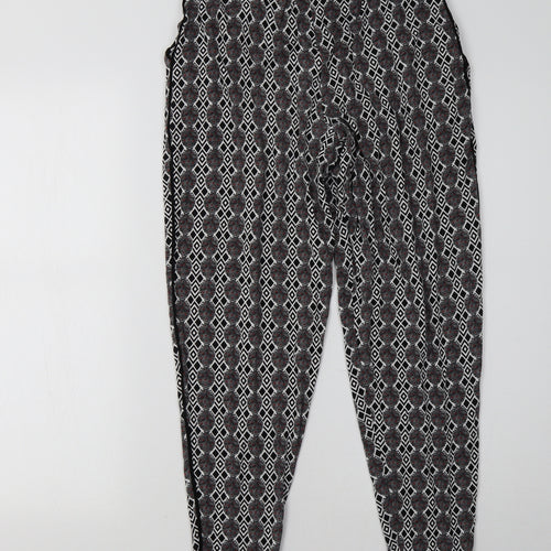 NEXT Womens Black Geometric  Trousers  Size 8 L28 in