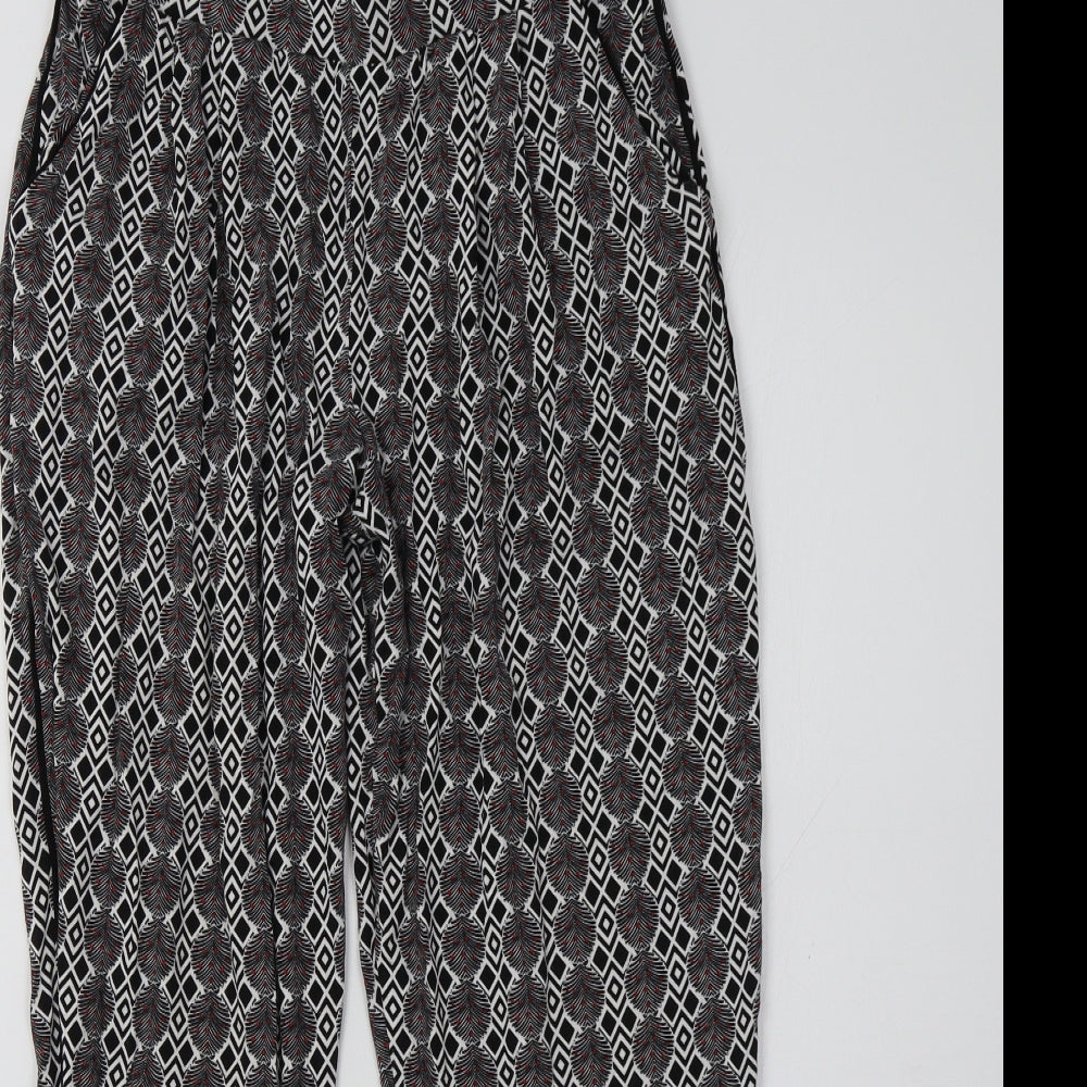NEXT Womens Black Geometric  Trousers  Size 8 L28 in