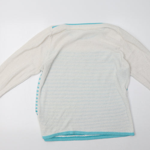 Preworn Womens White Striped  Pullover Sweatshirt Size M