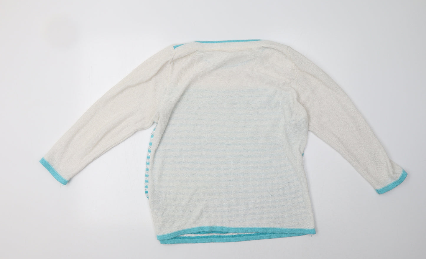 Preworn Womens White Striped  Pullover Sweatshirt Size M