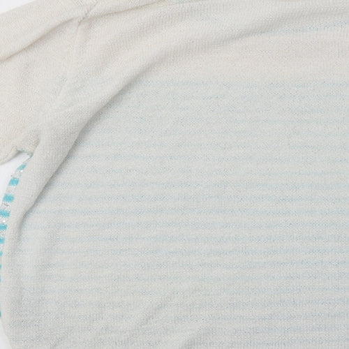 Preworn Womens White Striped  Pullover Sweatshirt Size M