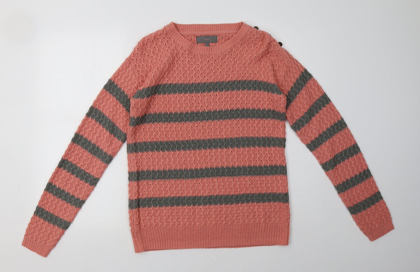 NEXT Womens Pink Striped  Pullover Sweatshirt Size 8