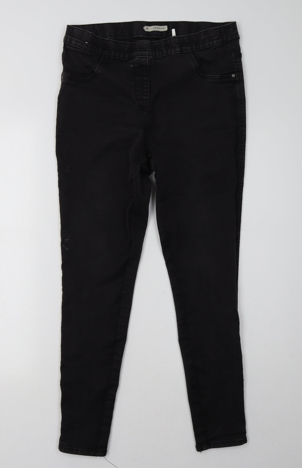 Nutmeg Womens Black  Denim Jegging Trousers Size 16 L30 in