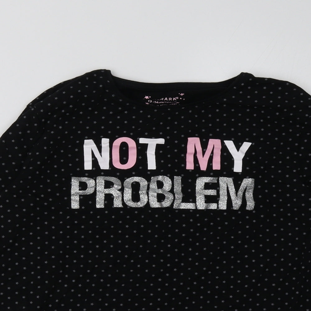 Primark Girls Black    Pyjama Top Size 14-15 Years