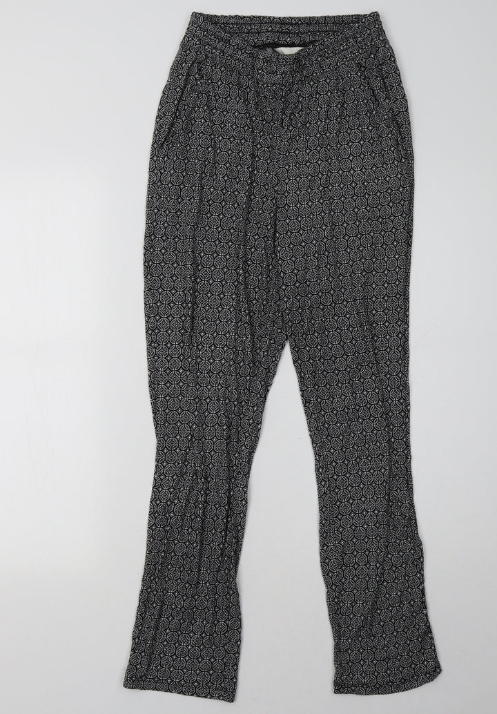 H&M Womens Black Geometric Trousers Size XS L30 in