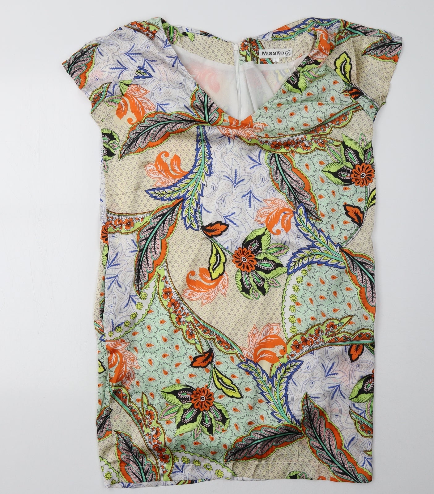 misskoo Womens Orange Geometric  A-Line  Size L