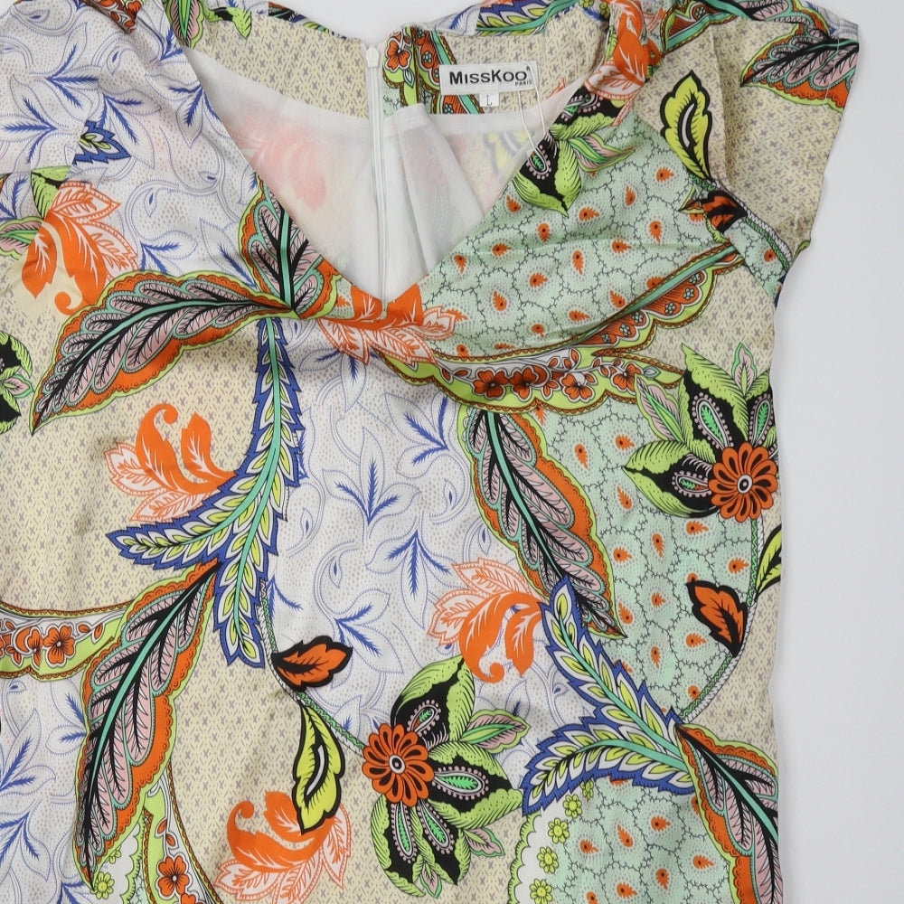 misskoo Womens Orange Geometric  A-Line  Size L