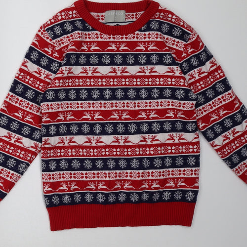 Jeff & Co Boys Red Geometric  Pullover Sweatshirt Size 8-9 Years  - Christmas