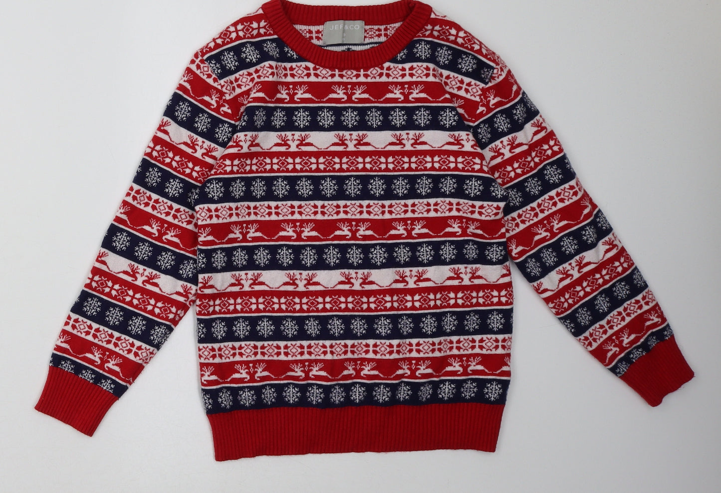 Jeff & Co Boys Red Geometric  Pullover Sweatshirt Size 8-9 Years  - Christmas