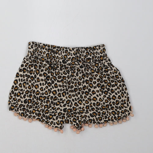 Matalan Girls Brown Animal Print  Sweat Shorts Size 8 Years